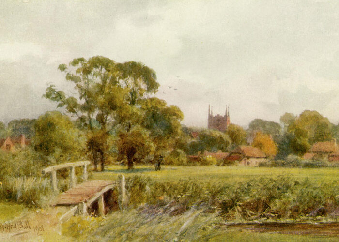 Painting of Old Basing Church