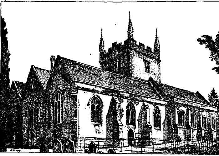 Drawing of St Marys Church in Old Basing